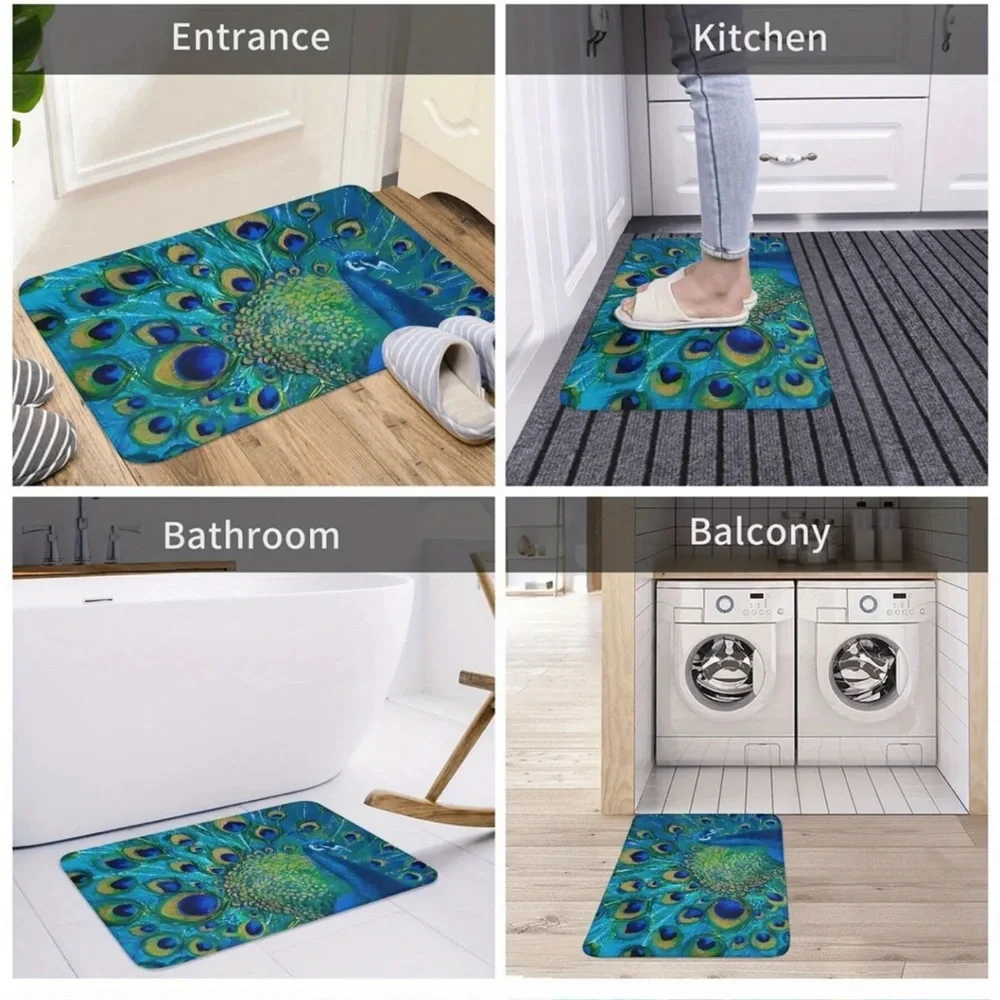 Boho Fan Tail Peacock Floor Mat